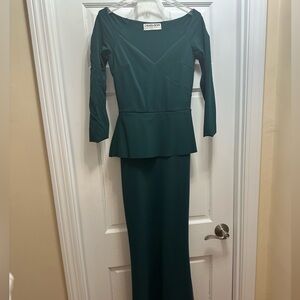 A beautiful long green Chiara Boni dress.